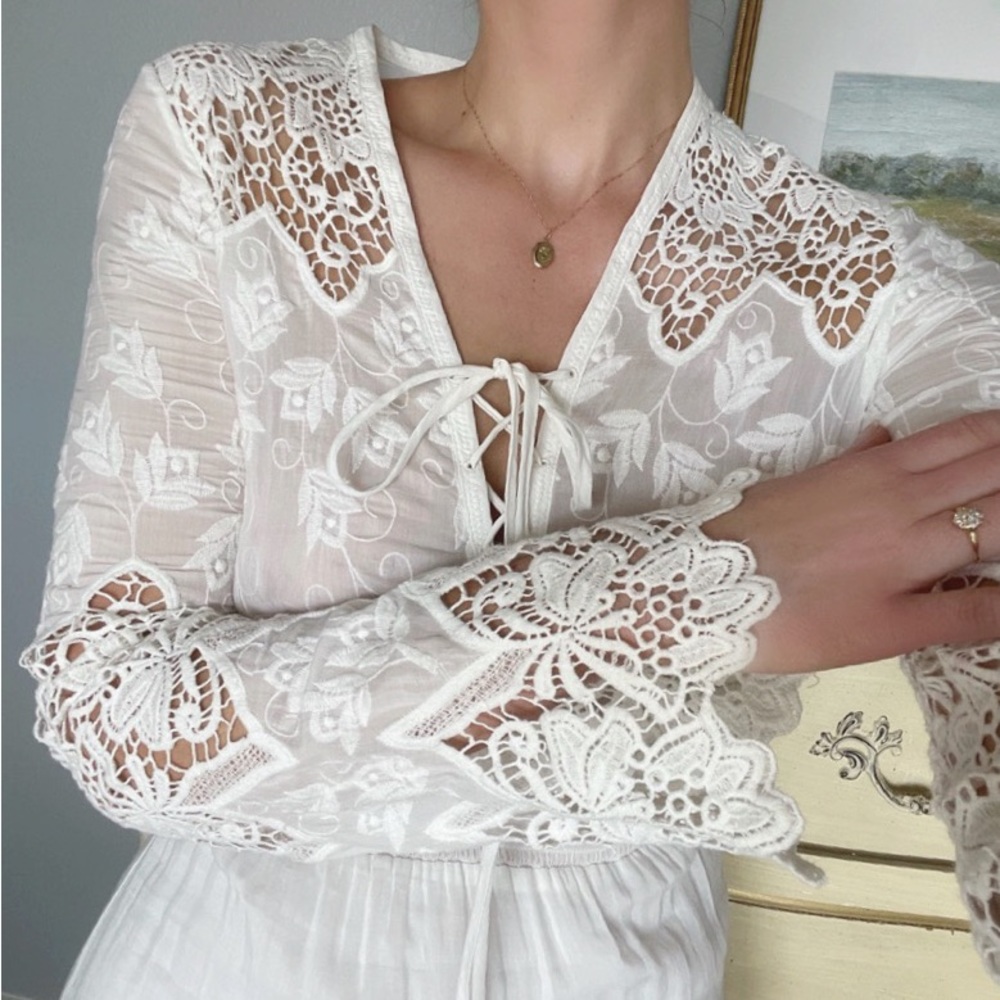 Silk Yoana Baraschi White Lace Wedding Midi Dress Small